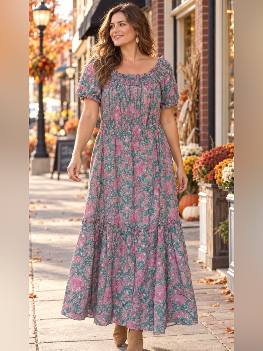 Lumiere Floral Eyelet Open Back Maxi Dress Size Medium NWT